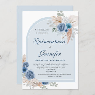 Einladung von Boho Blue Quinceanera