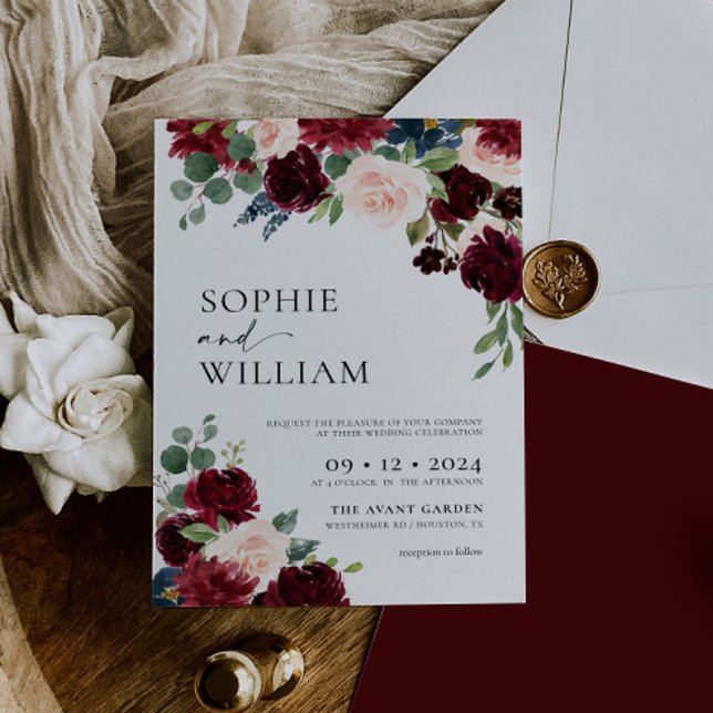 Einladung von Boho Burgundy Floral Wedding (Von Creator hochgeladen)