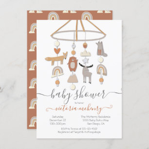 Einladung von Boho Forest Animals Mobile Baby Show