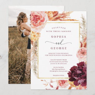 Einladung von Boho Pampas Grass Hochzeit