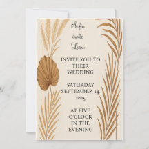 Einladung von Boho Pampas Grass Hochzeit | Minimal