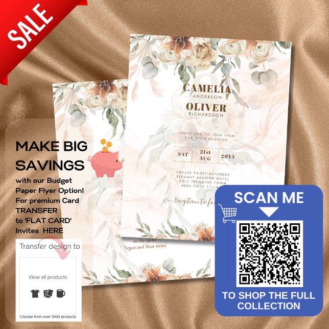 Einladung von Boho Pampas Grass Hochzeit unter $ 1 Flyer (Von Creator hochgeladen)