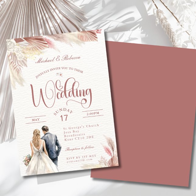 Einladung von Boho Pampas Grass Wedding Stationery (Von Creator hochgeladen)