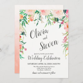 Einladung von Boho Pink Watercolor Floral Wedding
