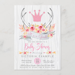 Einladung von Boho Princess Antler Tribal Baby Sho