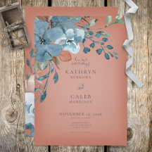 Einladung von Boho Rust & Blue Floral Wedding