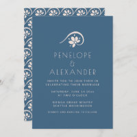 Einladung von Boho Scandinavian Blue Floral Weddin