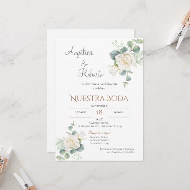 Einladung von Boho Spanish Hochzeit (Vorderseite/Rückseite Beispiel)