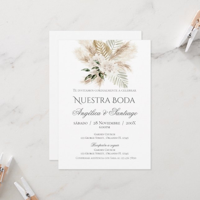 Einladung von Boho Spanish Hochzeit (Vorderseite/Rückseite Beispiel)