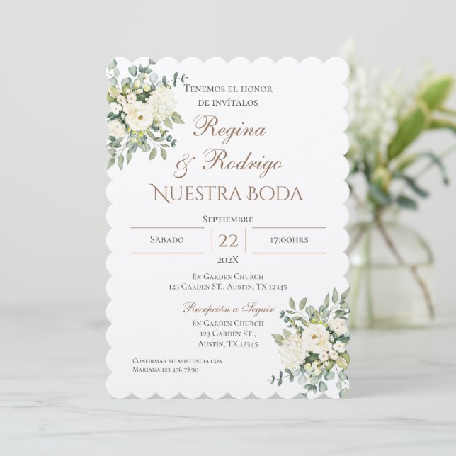 Einladung von Boho Spanish Hochzeit (Stehend Vorderseite)