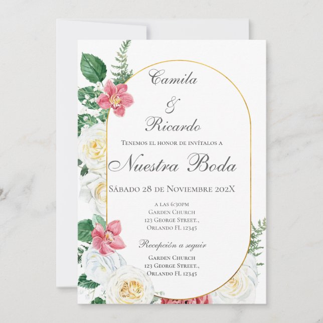 Einladung von Boho Spanish Hochzeit (Vorderseite)