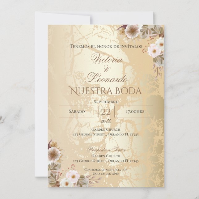 Einladung von Boho Spanish Hochzeit (Vorderseite)