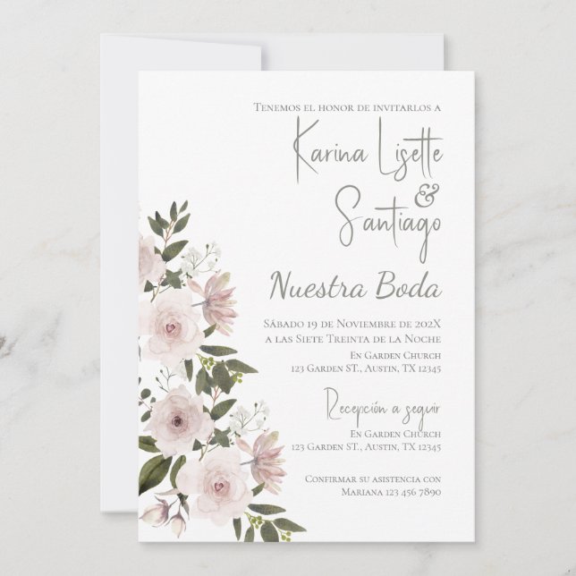 Einladung von Boho Spanish Hochzeit (Vorderseite)