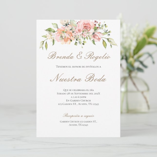 Einladung von Boho Spanish Hochzeit (Stehend Vorderseite)