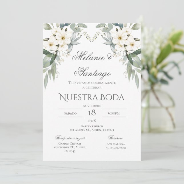 Einladung von Boho Spanish Hochzeit (Stehend Vorderseite)