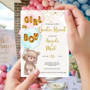 Einladung von Boho Teddy Bear Gender