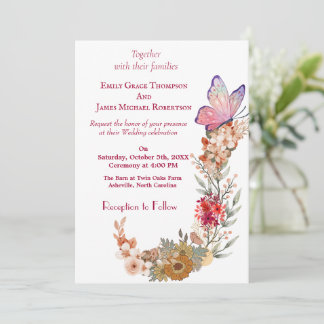 Einladung von Boho Wildblume Floral Wedding