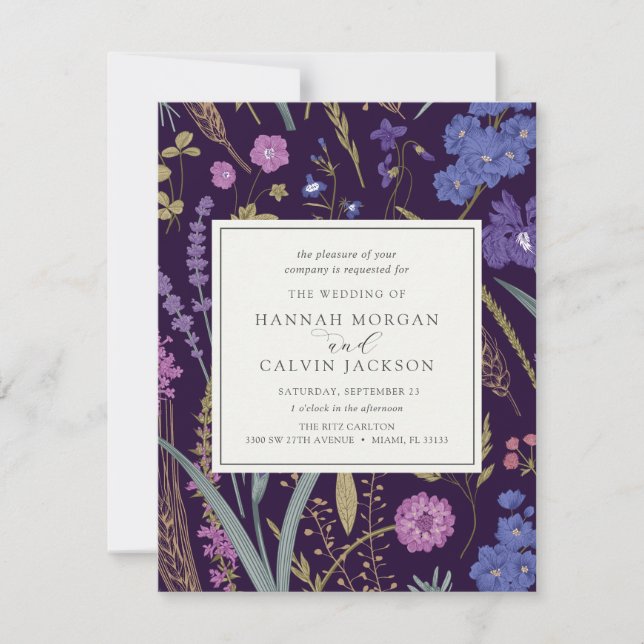 Einladung von Boho Wildblume Hochzeit (Vorderseite)