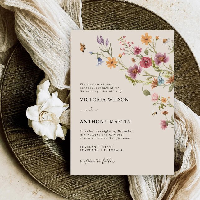 Einladung von Boho Wildblume Hochzeit (Von Creator hochgeladen)