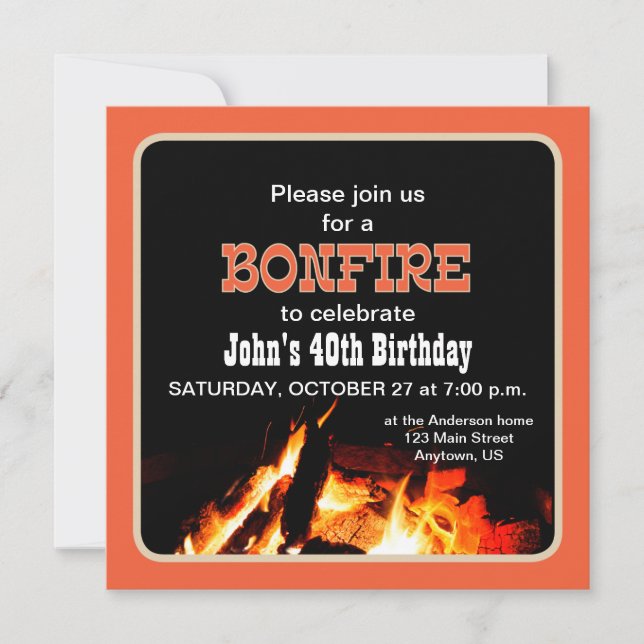 Einladung von Bonfire Birthday (Vorderseite)
