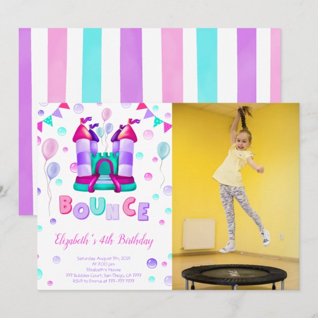 Einladung von Bounce Foto (Vorne/Hinten)