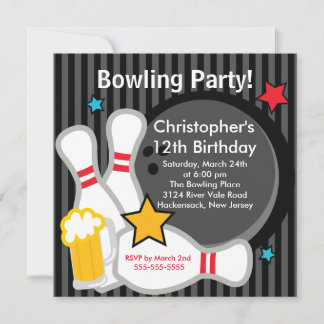 Einladung von Bowling Birthday Party aufheben