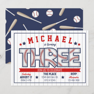 Einladung von Boy Baseball zum 3. Geburtstag