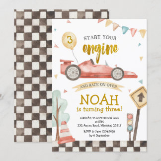 Einladung von Boy Birthday Racing Car