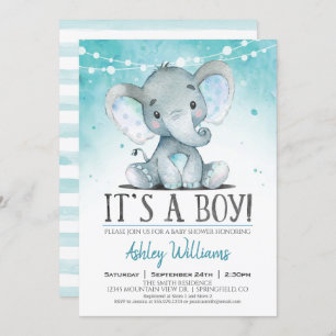 Einladung von Boy Elephant Baby Shower