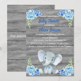 Einladung von Boy Elephant Baby Shower