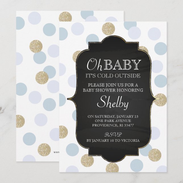 Einladung von Boy Winter Baby Shower (Vorne/Hinten)