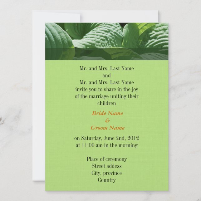 Einladung von Braut- und Bräutigam-Eltern zur Hoch (Vorderseite)