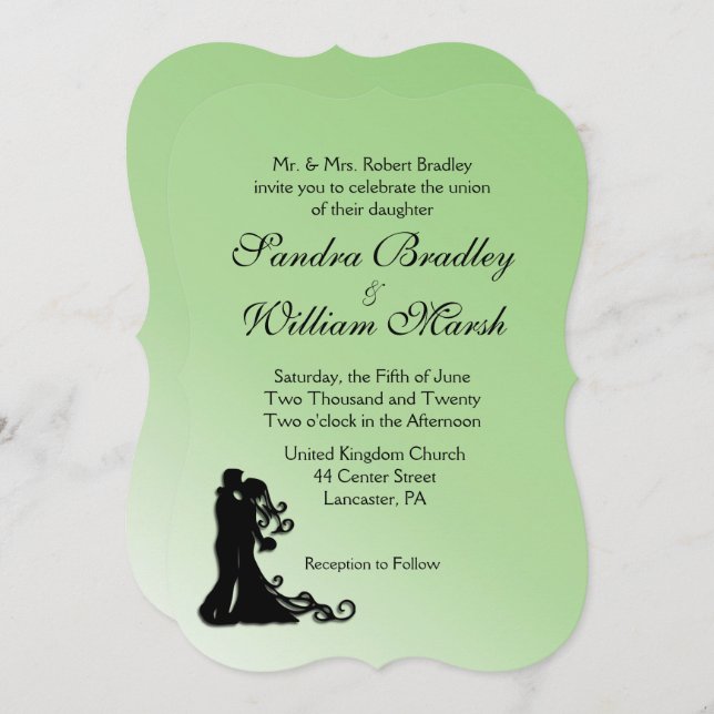 Einladung von Braut und Groom Green Wedding (Vorne/Hinten)
