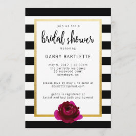 Einladung von Brautparty Black and White Stripe