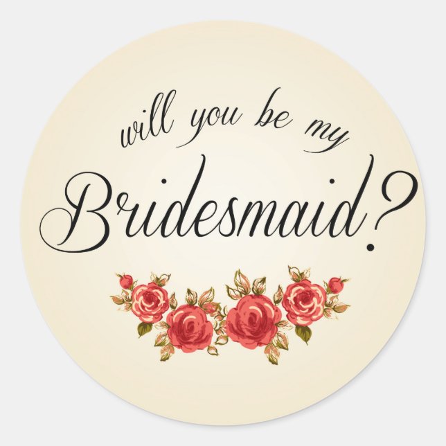 Einladung von Bridesmaid Runder Aufkleber (Vorderseite)