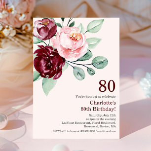 Einladung von Burgund Floral zum 80. Geburtstag
