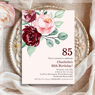 Einladung von Burgund Floral zum 85. Geburtstag