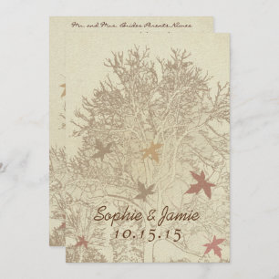 Einladung von Burgund und Brown Tree Hochzeit