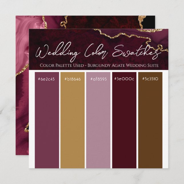 Einladung von Burgundy Agate Wedding Color Pallett (Vorne/Hinten)