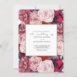 Einladung von Burgundy Bloom Floral Wedding
