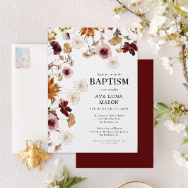 Einladung von Burgundy Boho Fall Floral Taufen