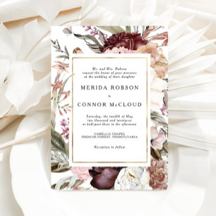 Einladung von Burgundy Boho Floral Wedding