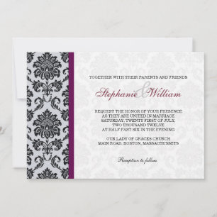 Einladung von Burgundy Damask Monogram