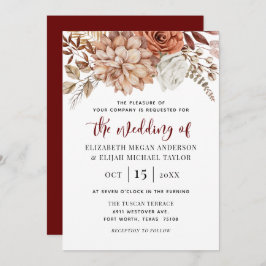 Einladung von Burgundy Fall Floral Wedding