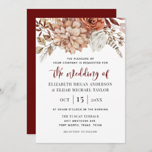 Einladung von Burgundy Fall Floral Wedding