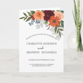 Einladung von Burgundy Fall Garden Floral Wedding