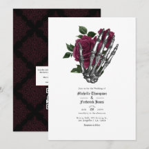 Einladung von Burgundy Floral Gothic Wedding QR Co