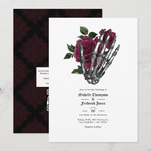 Einladung von Burgundy Floral Gothic Wedding QR Co