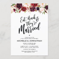 Einladung von Burgundy Floral Post Wedding Brunch