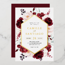 Einladung von Burgundy Floral Wedding